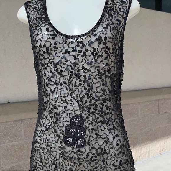 Wet Seal Black Sleeveless Sequins Mini Overlay Dress Size L - Picture 7 of 10